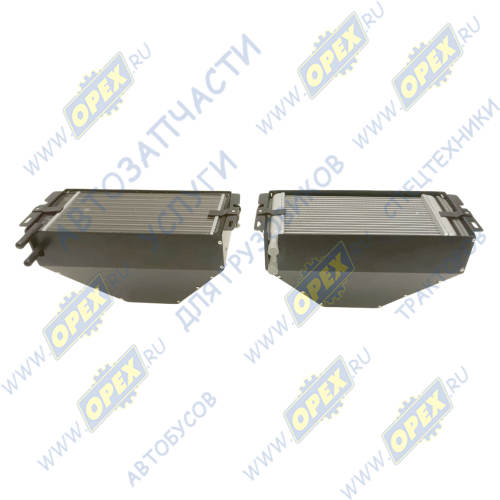 4320.81020-25 Отопитель УРАЛ-4320 L=450х370 1вых. Эл.дв.МЭ-226 24v кабины в сборе, радиатор 4-х рядн. Камский отопитель